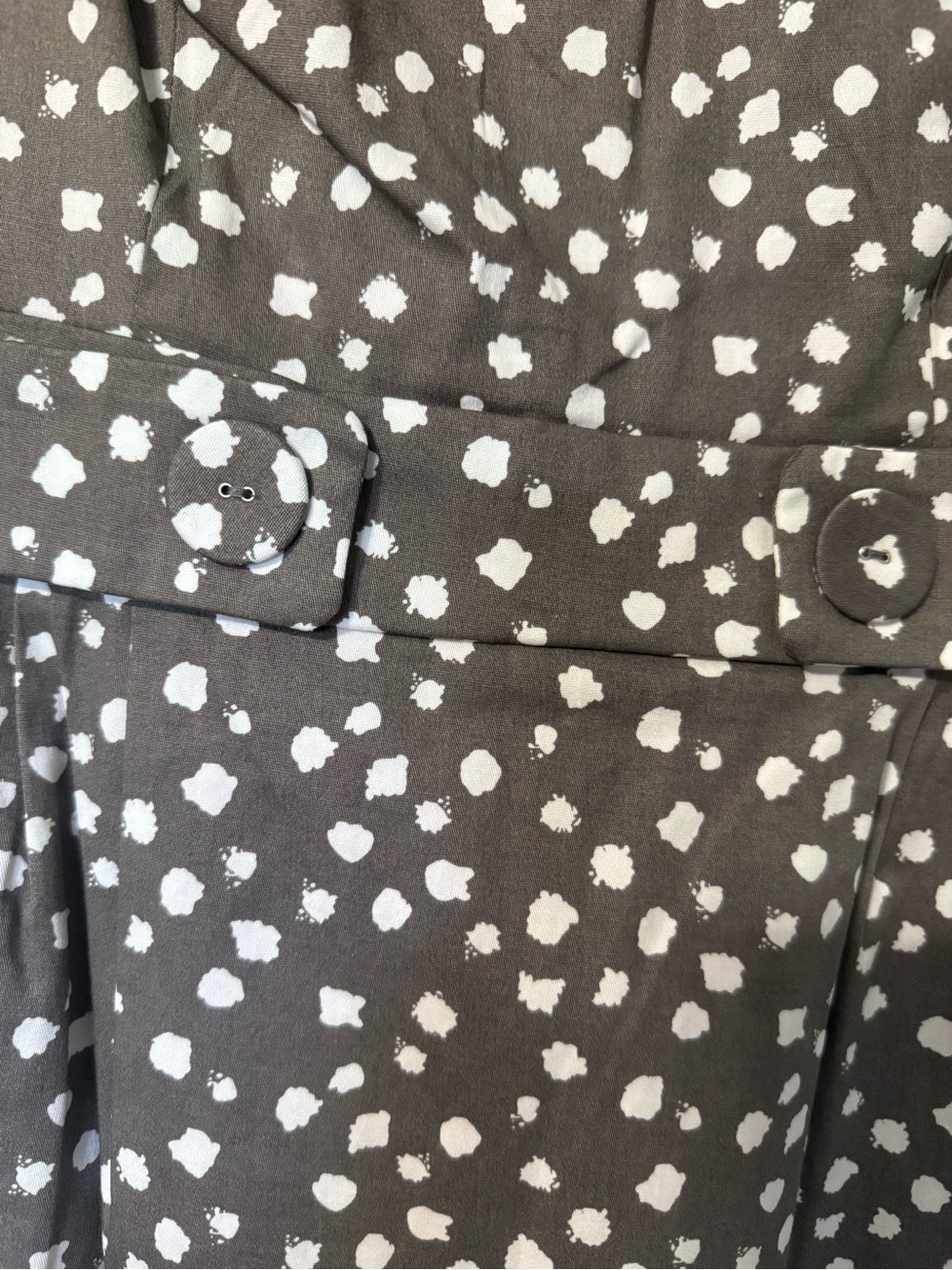 Robbie Bee NWT Vintage Y2K Gray and White Polka Dot Sleeveless Dress- 10 - Picture 6 of 7